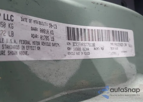 2013 Fiat 500 Pop z USA, uszkodzony, nr VIN 3C3CFFAR3DT751182